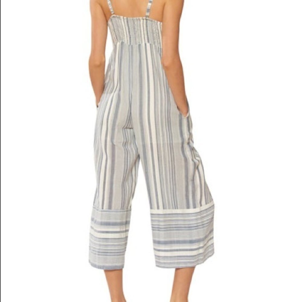 Red Carter Women’s KIMBERLY Striped Tie Front Jumpsuit Size L - Picture 2 of 14